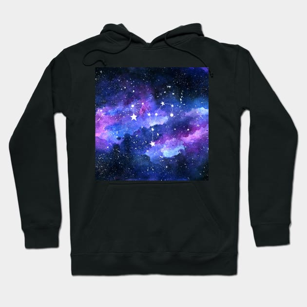 Galaxy Aries Star Sign Hoodie by KathrinLegg